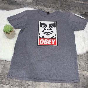 OBEY Men's Gray Logo Short-Sleeve T-Shirt